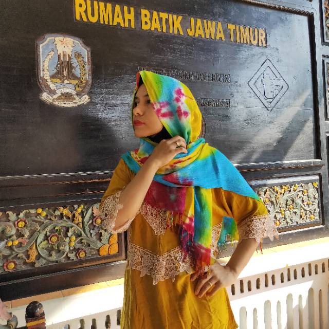 Syall tiedye rumbai bahan tenun