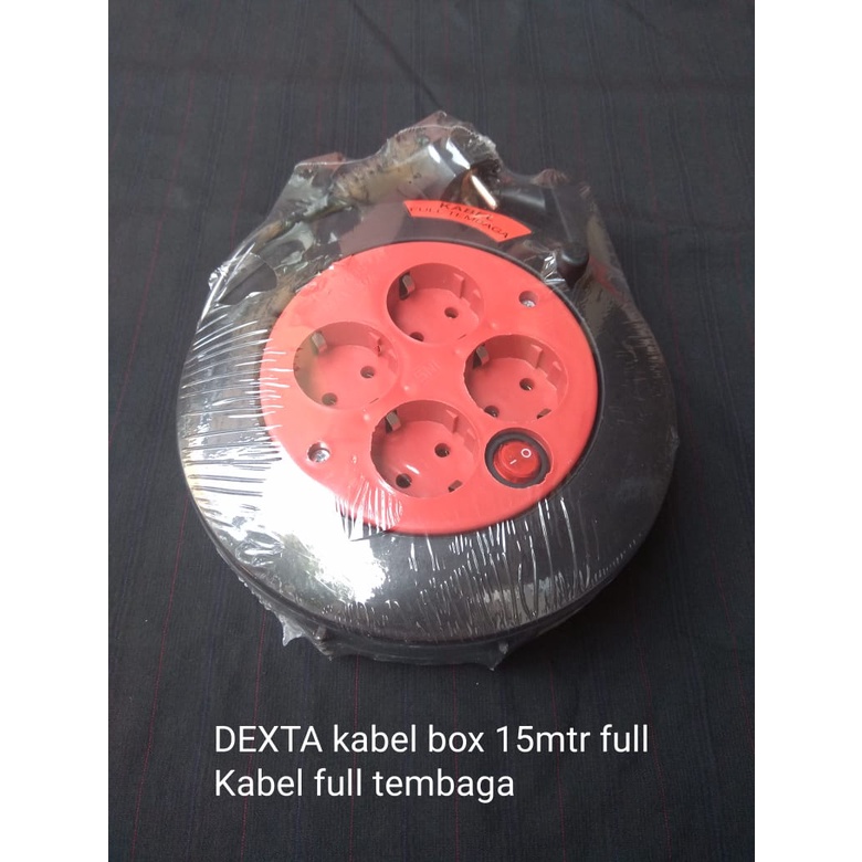 KABEL ROL 15 METER FULL DEXTA full kabel box 15METER stop kontak 15 meter cable 15m FULL lubang 4 arde