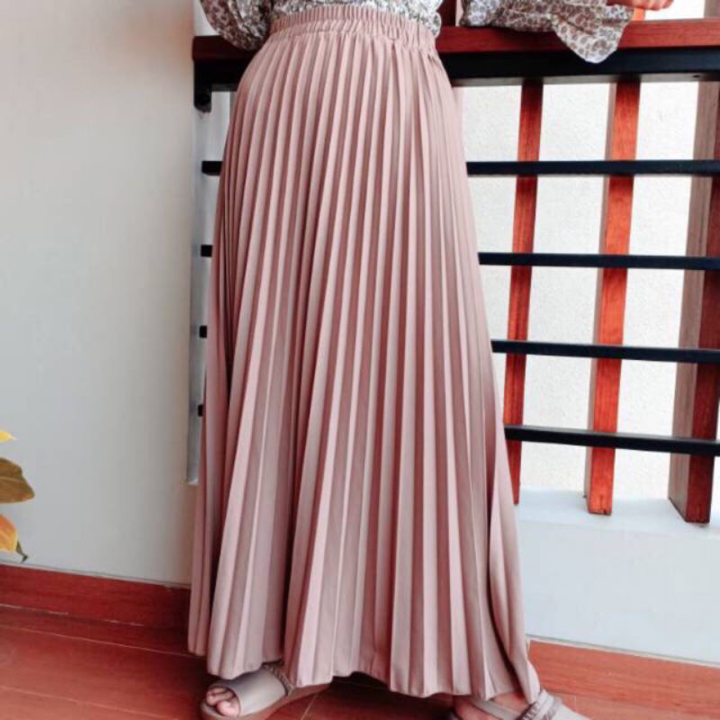 Rok Plisket Premium /Rok Panjang Rempel Besar/ Rok Plisket Premium Maxi Skirt