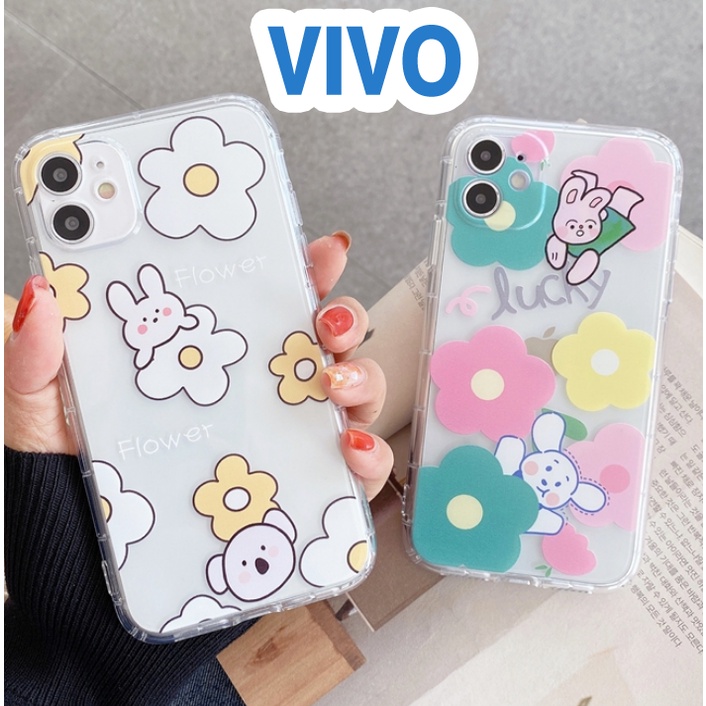 Anticrack Case Vivo V5 v7 v7+ V9 V11i V15 V17 V20 V20se Z1 pro Casing Hp Motif Bunga Flower