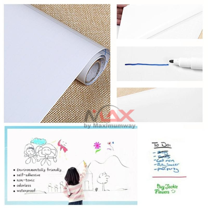 Whiteboard Papan tulis 45x200cm bisa disambung (Gratis 1x spidol) papan gambar wallpaper White Board anti air bisa dihapus pakai penghapus sepidol papan tulis Blackboard Waterproof Chalkboard Wall Paper For Girls&amp;Boys Decal DIY Removable Black Board Stick