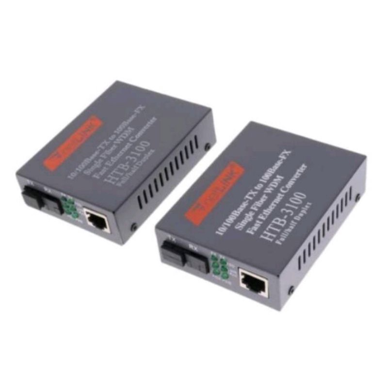 Media Converter FO 10-100 Mbps 1 Pair A Dan B Single Core Fiber Optik