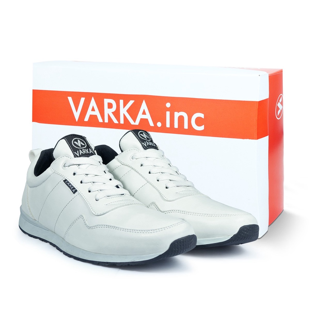 Sepatu Sneakers Pria V 4041 Brand Varka Sepatu Kets Olahraga Jogging Lari Kuliah Hangout Terbaru Berkualitas Warna Putih