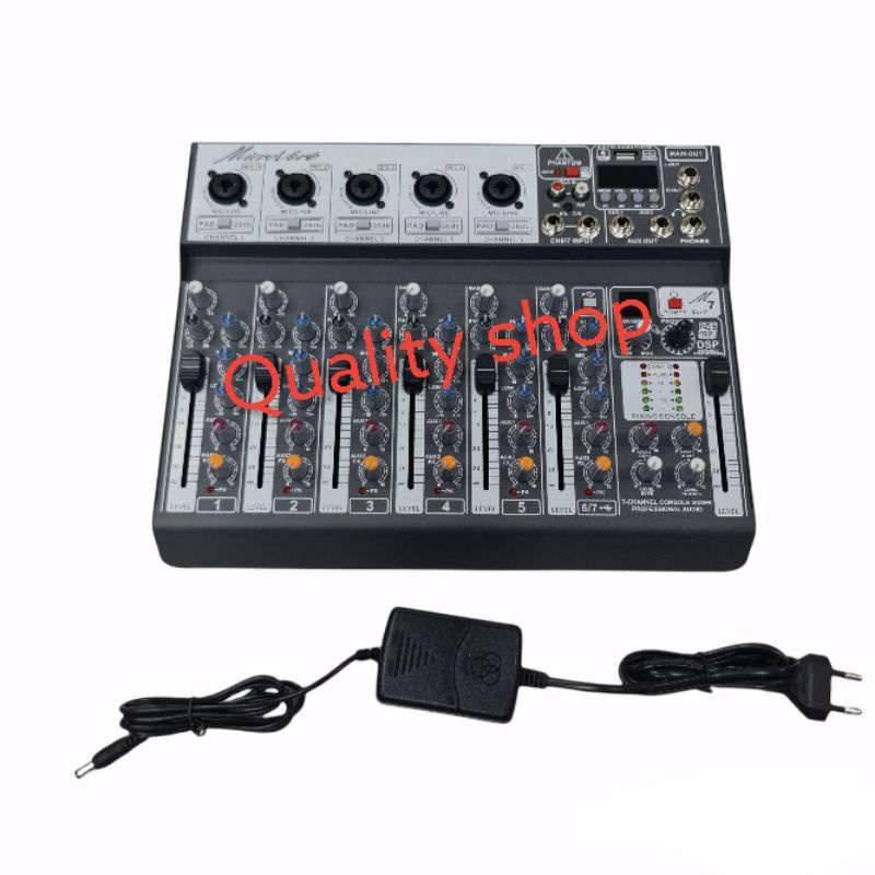 Mixer 7 Channel Microverb Best-7 Support PC usb Bluetooth Baru