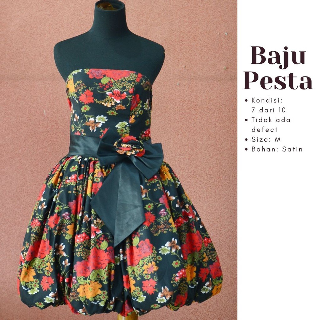 Birthday Prom Party Mini Satin Dress Motif Bunga
