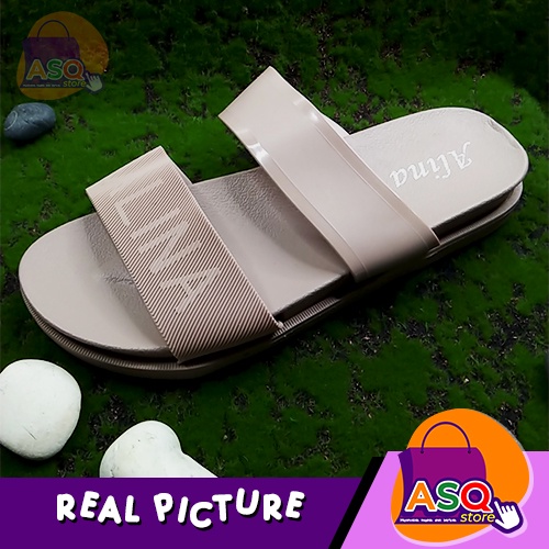 Sandal Import Wanita Alina Slip On Tali dua