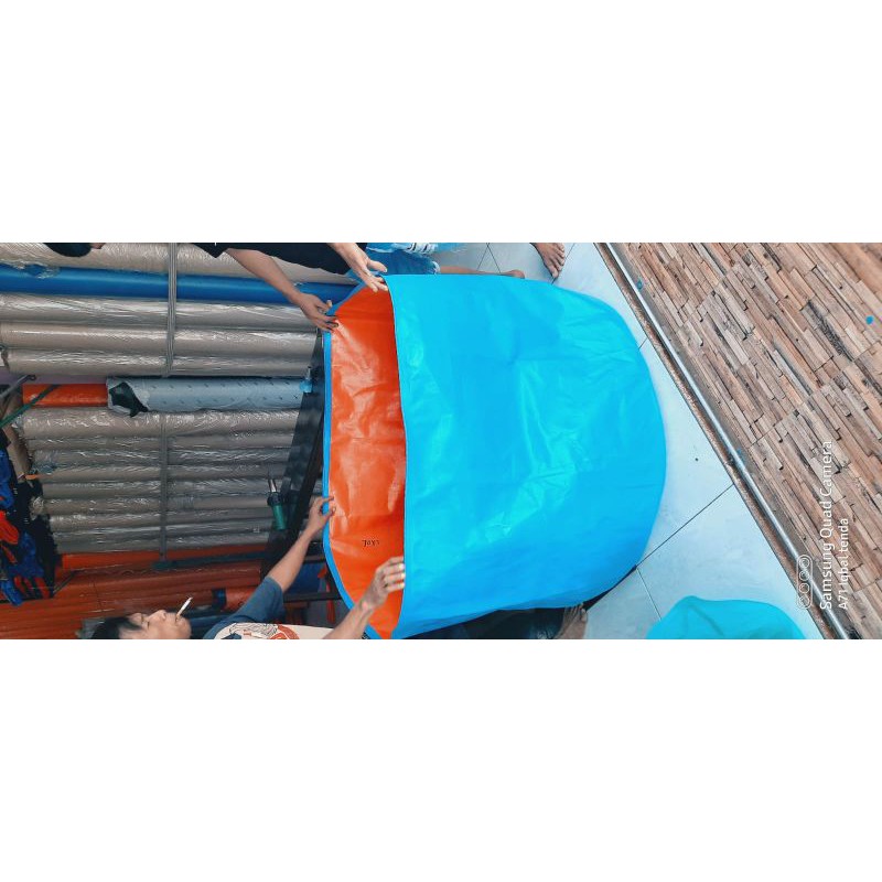 kolam terpal bulat Diameter 1m. Tinggi 75cm. Bahan A12 korea asli 100%. terpal saja