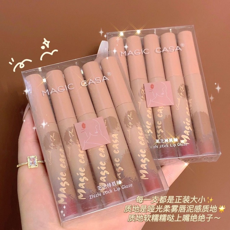 SET 5PCS LIP GLAZE SET BOX LIPSTIK lipstik HANASUI MATTE / HANASUI MATTEDORABLE LIPCREAM