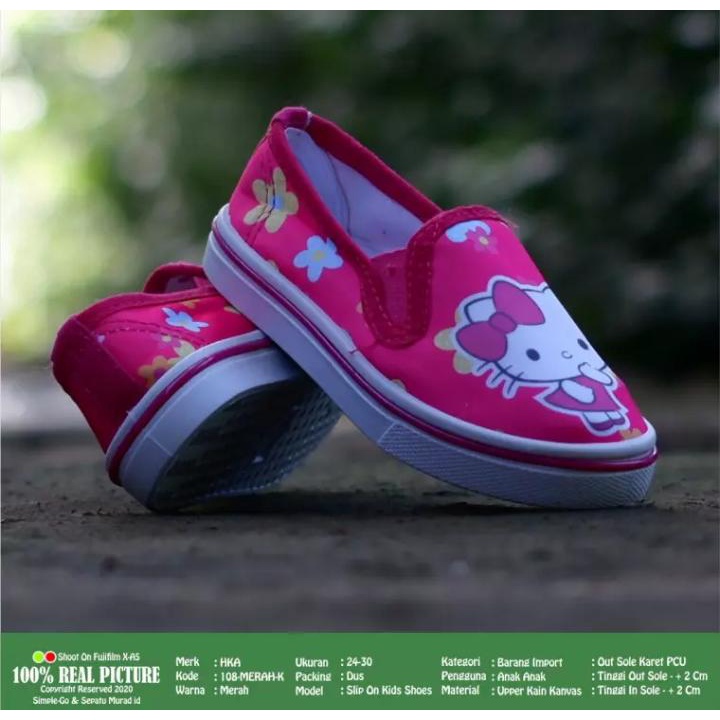 SEPATU ANAK CEWEK MOTIF HELLO KITTY 108 UKURAN 24-29