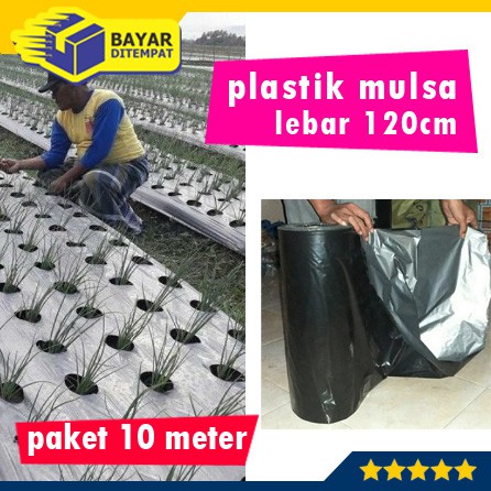 [Paket 10 Meter] Plastik Mulsa Hitam Perak Silver Lebar 120cm Tebal 0.35mm Tutup Tanaman Hidroponik