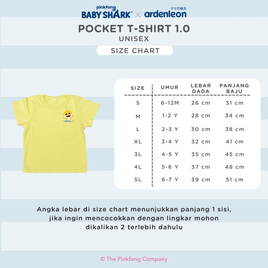 ARDENLEON x Pingfong Baby Shark Pocket T-Shirt Kaos Anak 1.0