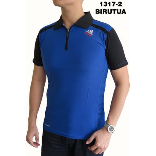 Kaos Polo Shirt Casual Olahraga Gym Adidas 1317-2 Biru Tua