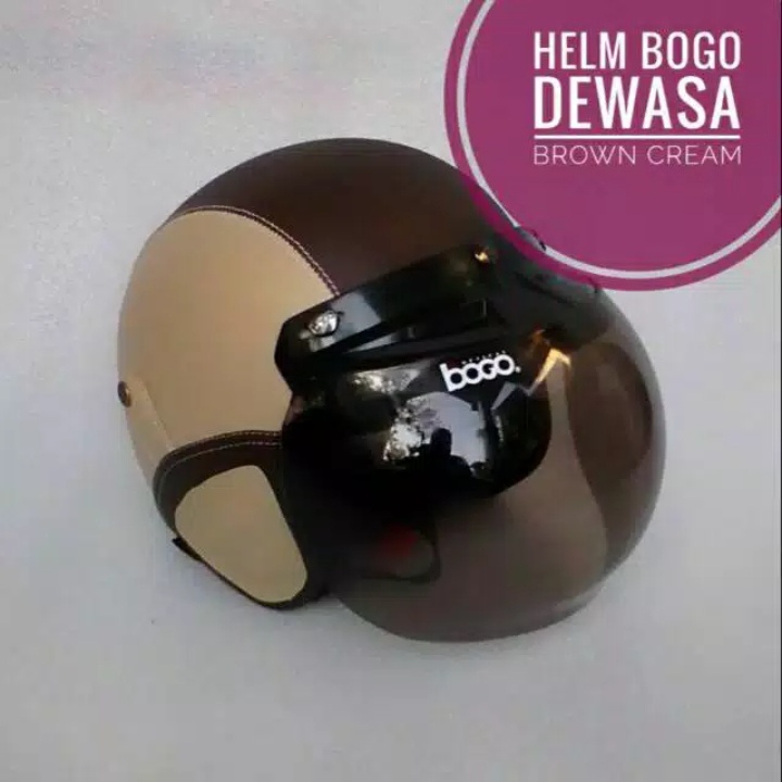 HELM BOGO DEWASA POLOS KULIT FREE PACKING BOX