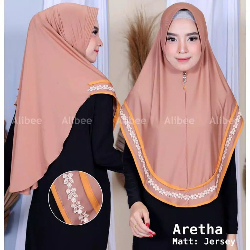 Termurah Best seller Hijab List bunga Aretha/Jilbab instant