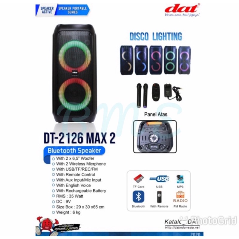 SPEAKER PORTABLE DAT DT2126 MAX2 SPEAKER TROLLEY DAT DT 2126 MAX2
