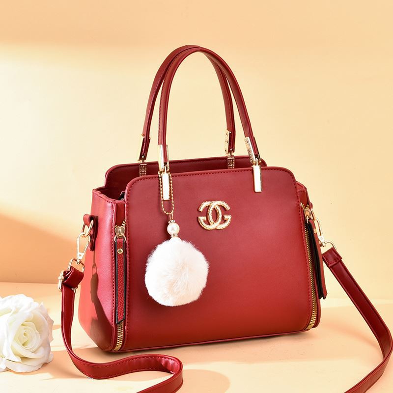 SM8381-Wine Tas Tangan Handbag Pesta Pom Pom Terbaru