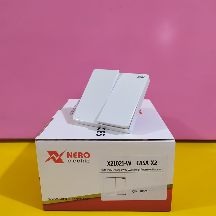 Promo saklar 2 gang nero casa x2 white Berkualitas