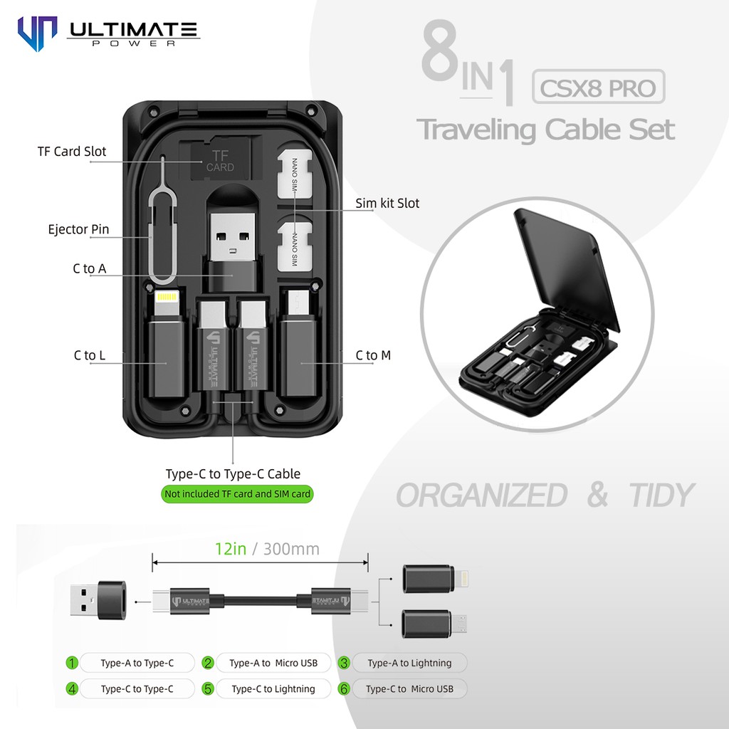 Cable 8in1  Traveling Cable Set Ultimate Power 8in1 Traveling Cable Set Original100% CSX8 Pro