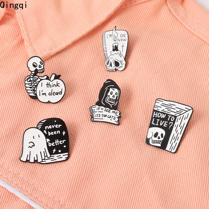 Bros Pin Enamel Bentuk Tengkorak Gaya Punk Gothic Untuk Hadiah