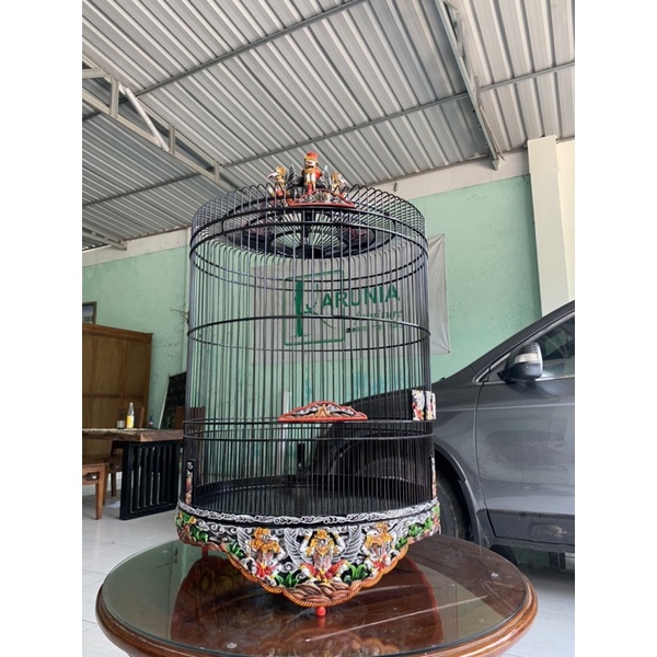 sangkar ukir murai motif garuda wisnu uk 58 jati