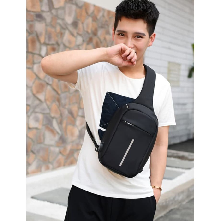 [REJECT !!]  TAS XD02 Anti Theft Maling Chest Bag Punggung Korea Fashion Sling Back XD 02 Cowo Cewe Ada USB Port