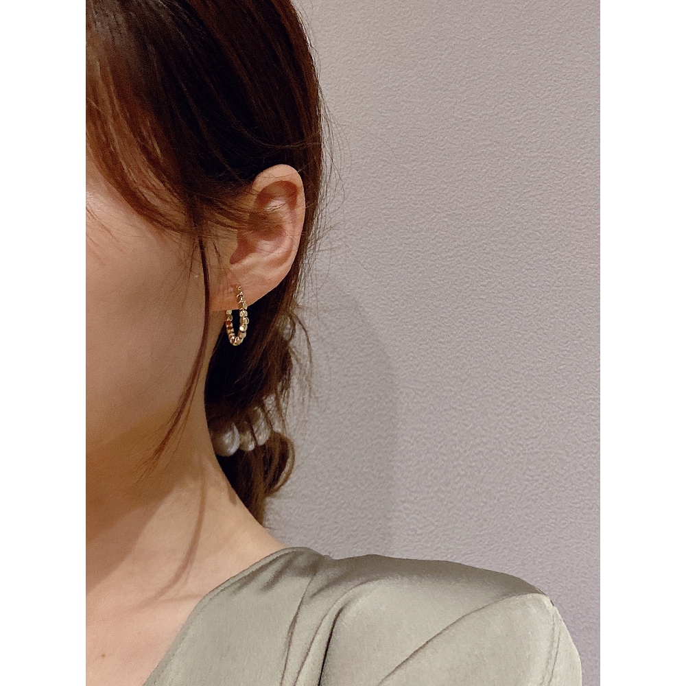 Geometris Logam Kubus Dibungkus Anting Bulat Perempuan Kepribadian fashion Korea