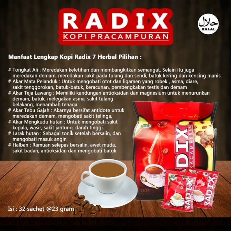 

Kopi Radix HPA Malaysia Original Isi 32 Sachet