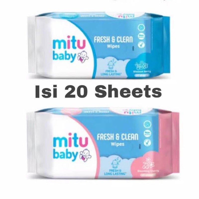 Tissue Basah Mitu Baby Wipes Fresh &amp; Clean 20s