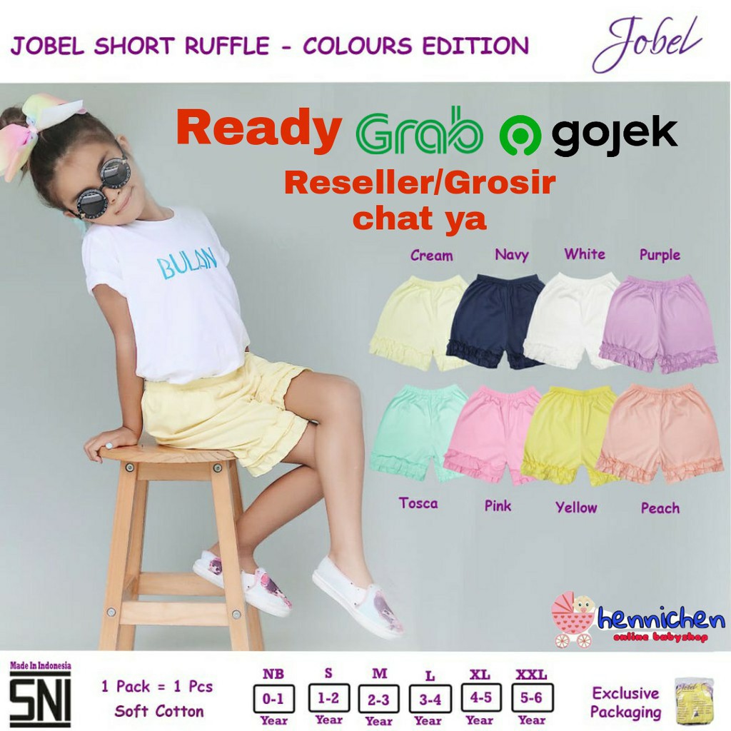 JOBEL SHORT RUFFLE - COLOURS EDITION CELANA PENDEK ANAK CELANA ANAK PEREMPUAN 0-6 thn