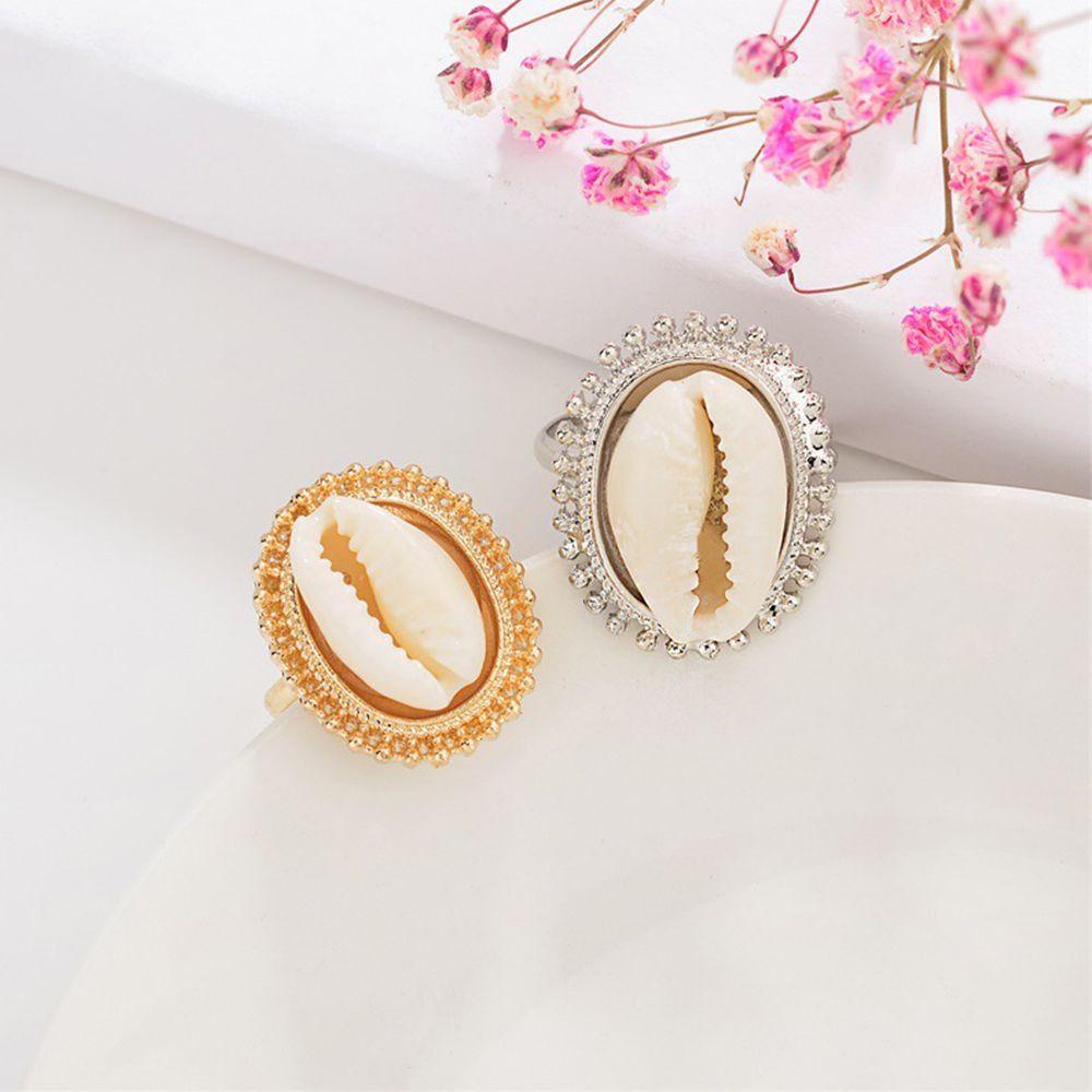 R-flower Shell Stack Ring Surfing Aksesoris Wanita Bohemia Charms Ring