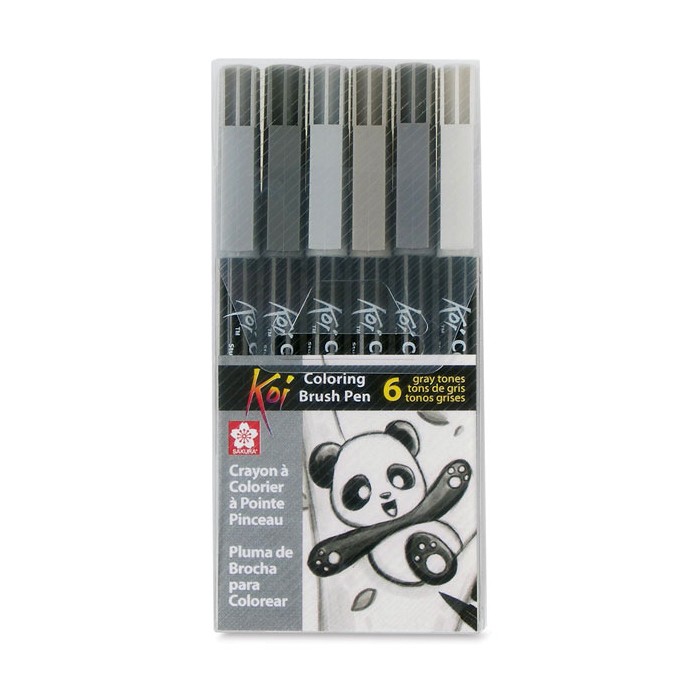 

Sakura Koi Coloring Brush Pen - 6 Grey Color Set Spidol