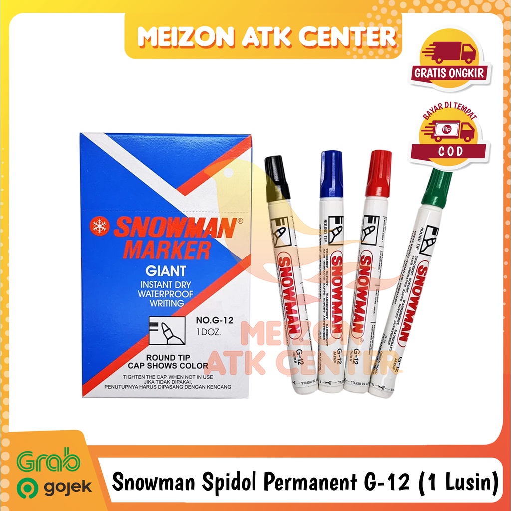 SNOWMAN Permanent Marker G-12 Spidol Permanen [1 LUSIN]