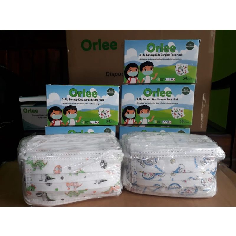 Masker medis anak Orlee motif isi 50pcs
