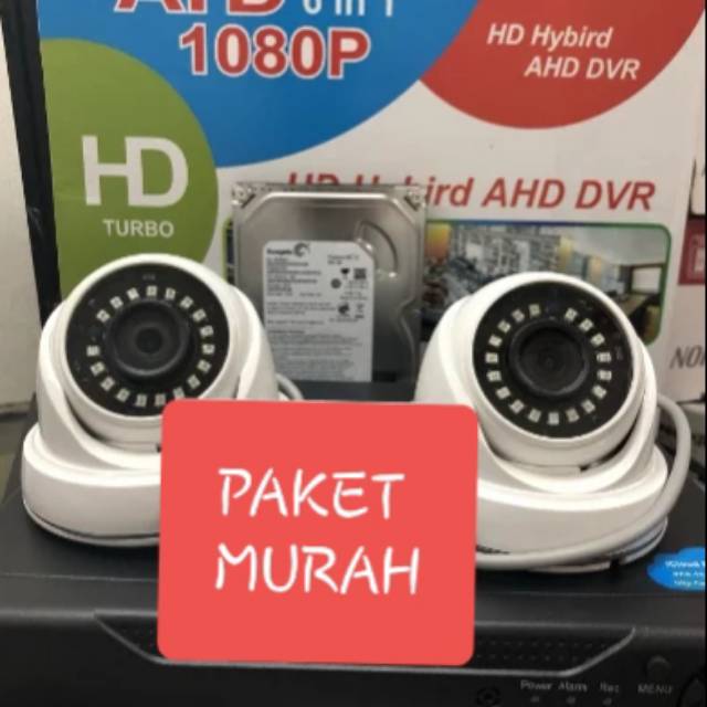 PAKET CCTV 720P 3MP 2 KAMERA CCTV DVR 4CH 4CHANNEL CAMERA 3 MP FULL HD BISA LIHAT DI ANDROID