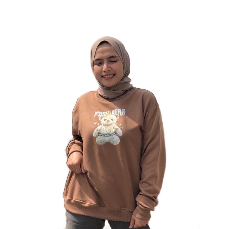 Sweater Crewneck Wanita Pria dewasa unisex tebal Flecee L XL XXL