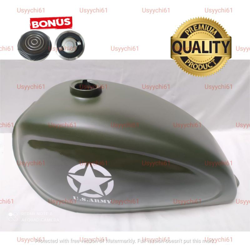 Tangki Cat Triumph List Japstyle Bobber Custom Hijau Us Army