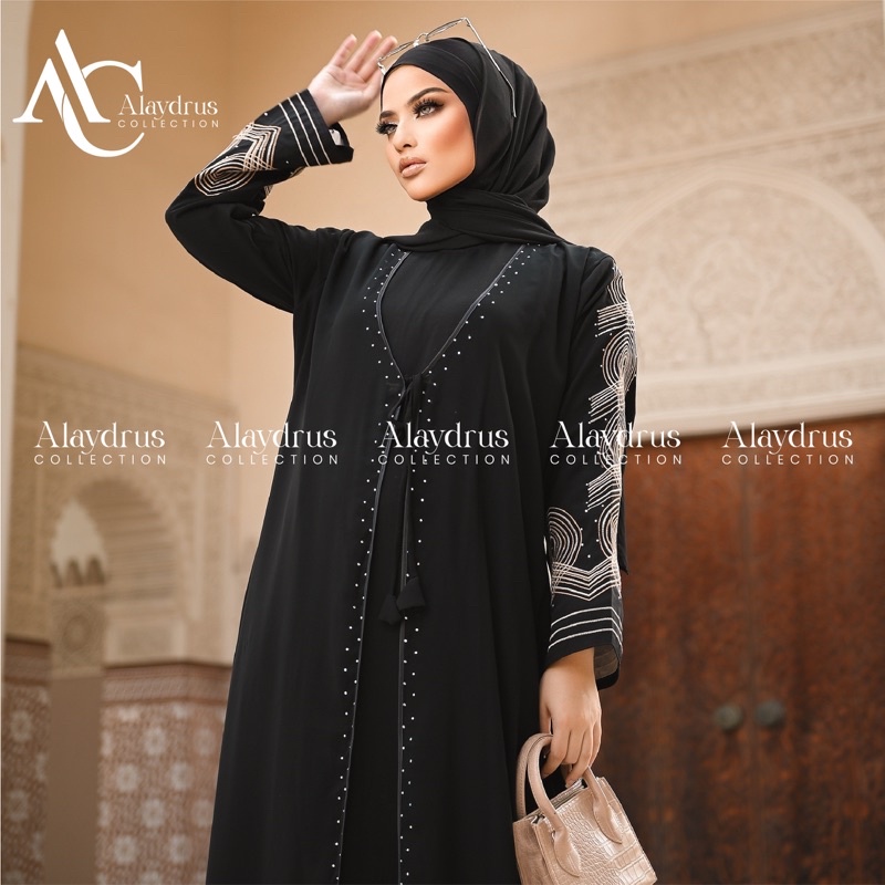 Abaya Bordir Hitam Gamis Saudi Bahan Jetblack Turkey Umroh Dubai 874