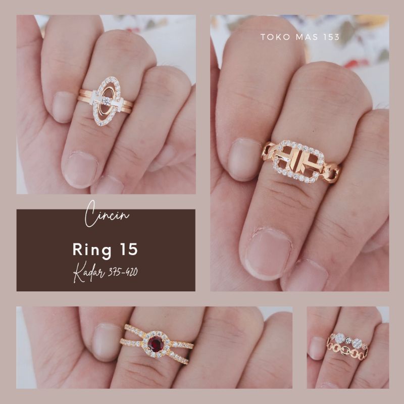 WAJIB TANYA STOK Realpic Cincin Emas Asli Kadar 375-420 | Ring 15 | Part 4