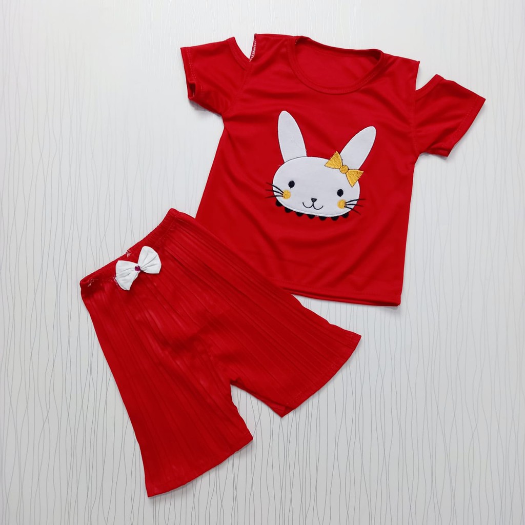 setelan pakaian bayi  perempuan baju anak cewe set baju plisket