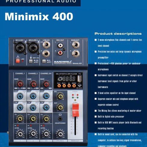 mixer 4ch hardwell minimix 400 minimix400 original bluetooth usb