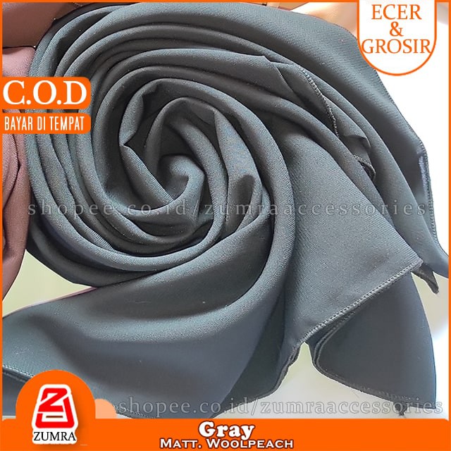 PROMO!!! Jilbab Syari Jumbo Segiempat Woolpeach Square 150 x 150 cm by zumra-Gray