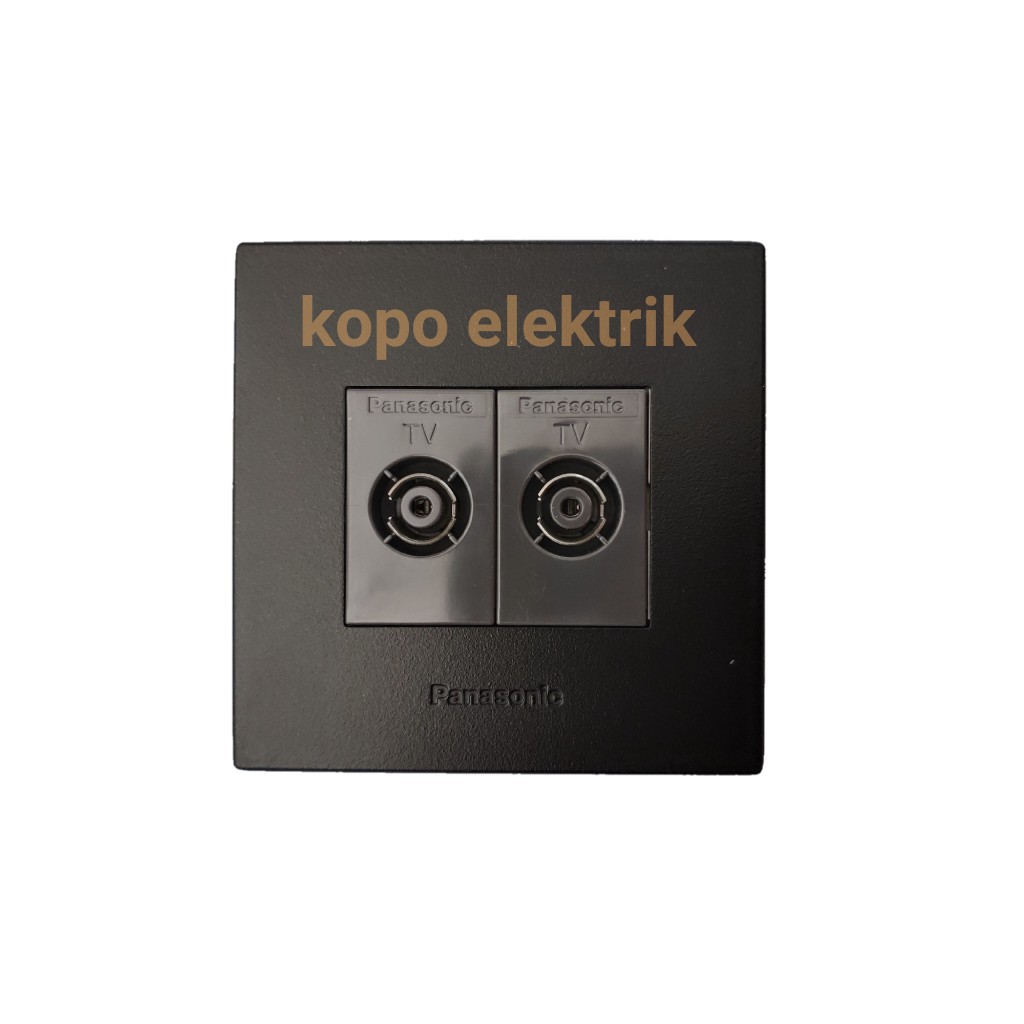Panasonic Double Soket Antena TV Style Black / Hitam Minimalis