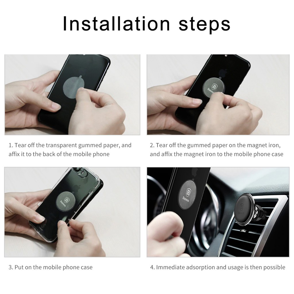 BASEUS ORIGINAL Car Holder Magnetic Air Vent Mobile Phone Mount Mobil Universal GPS  AC Lobang