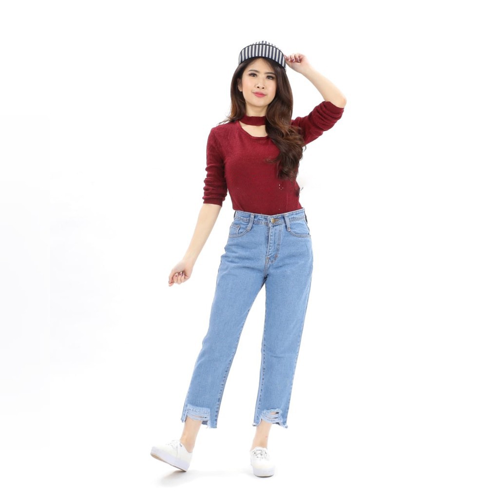 RX FASHION CELANA BOYFRIEND UNDER HOLE BAHAN JEANS