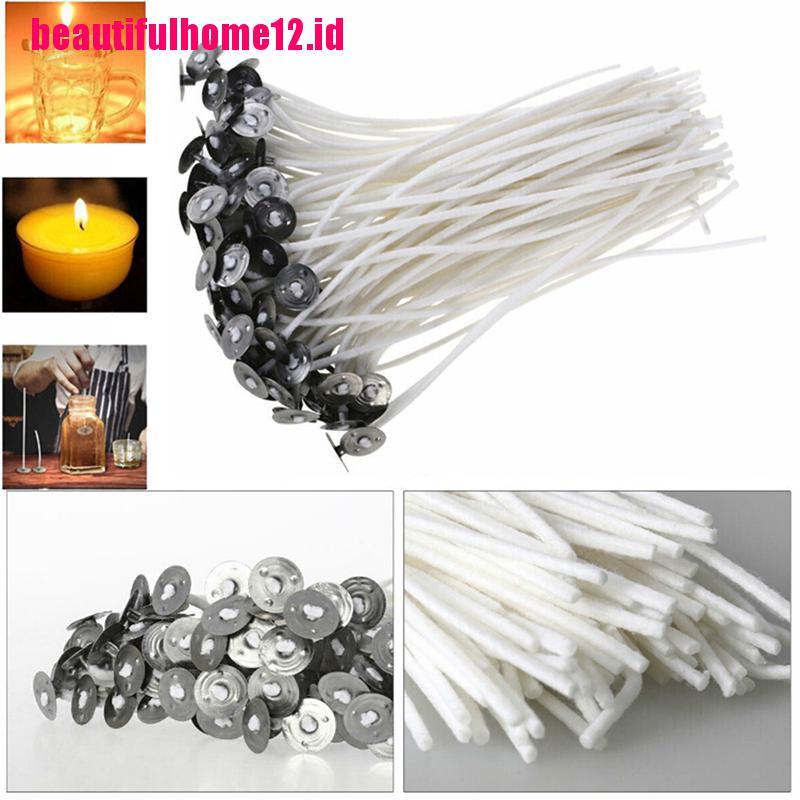 100 Pcs Sumbu Lilin Bahan Katun Dengan Sustainer