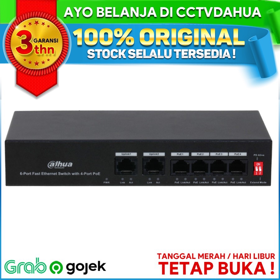 DAHUA PFS3006-4ET-36 6 Port Fast Ethernet Switch Port POE GARANSI RESMI 3 TAHUN