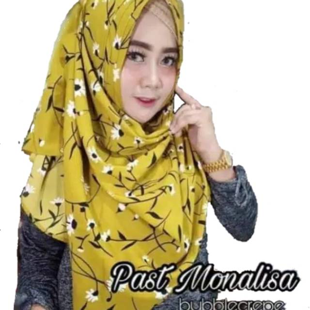 Pastan Sakura Lipit Motif Bunga Monalisa Laser Jilbab Hijab Instan