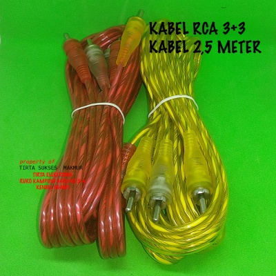 KABEL 3 RCA TO 3 RCA TRANSPARANT KABEL 6 RCA 2.5 M