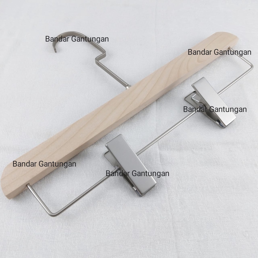 Hanger kayu natural cantelan silver Gantungan Baju Korea Hanger Kayu Jepit / Hanger Kayu Baju Hanger Distro -BH