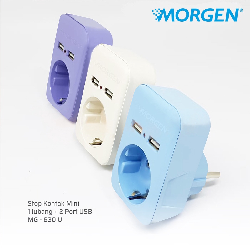 Morgen MG630-U Stop Kontak Mini Dengan 1 Lubang Dan 2 Port USB